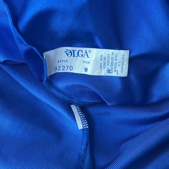 Olga Cobalt Blue Lingerie Set Negligee Full Sweep Nightgown Robe Lace Vtg 80s - Picture 15 of 16